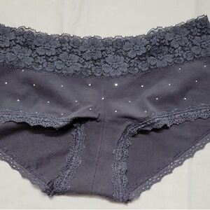 Vintage Victoria’s Secret PINK Gray Bling Lace Trim Boyshort Panties vs MEDIUM M